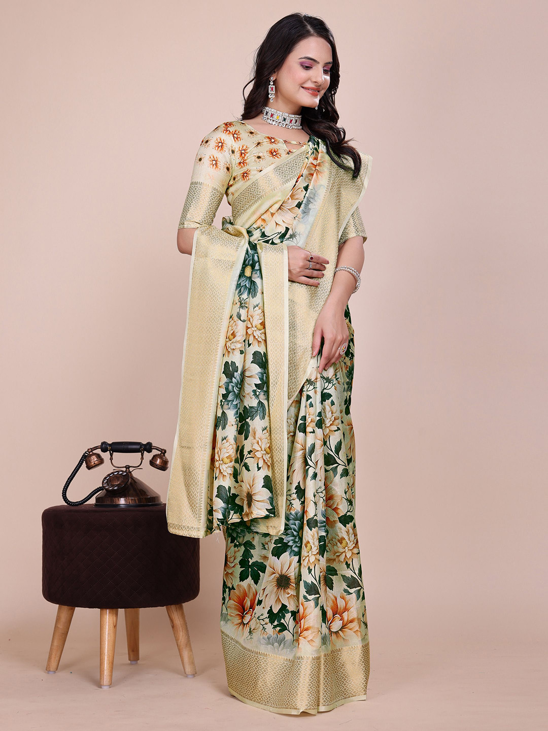 Sadika Floral Printed Baluchari Saree