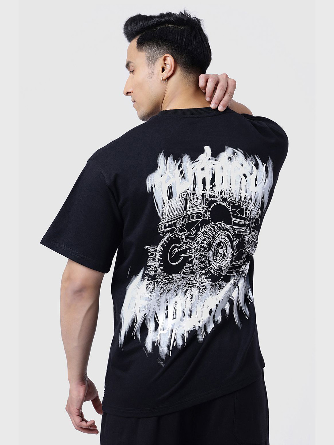 FUAARK Men casual & Sportswear 3/4 Sleeves Cotton Oversized Fit Printed T-Shirt