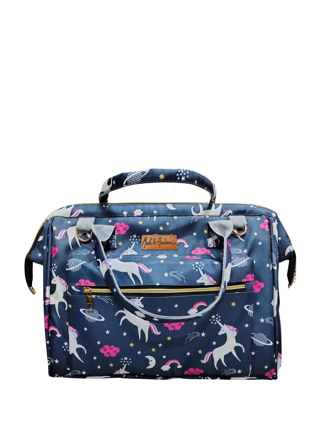 Mast & Harbour Navy Blue & White Unicorn Printed Diaper Bag