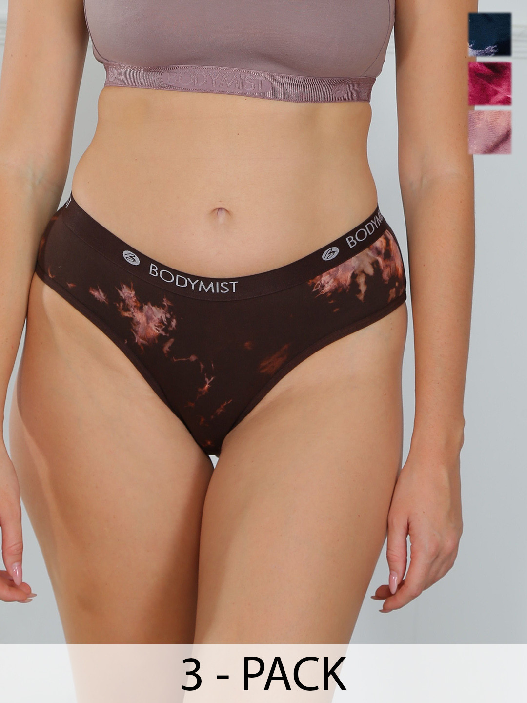 BODYMIST Pack Of 3 Printed Mid-Rise Hipster Briefs TD-33 3 Pc S