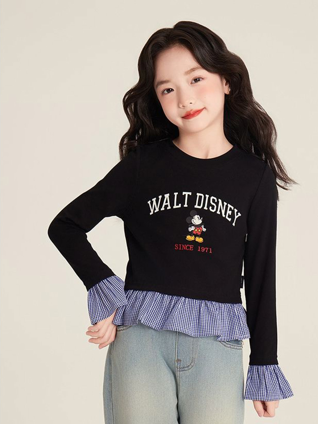 LULU & SKY Girls Typography Printed Bell Sleeves Regular Crop Cotton Top