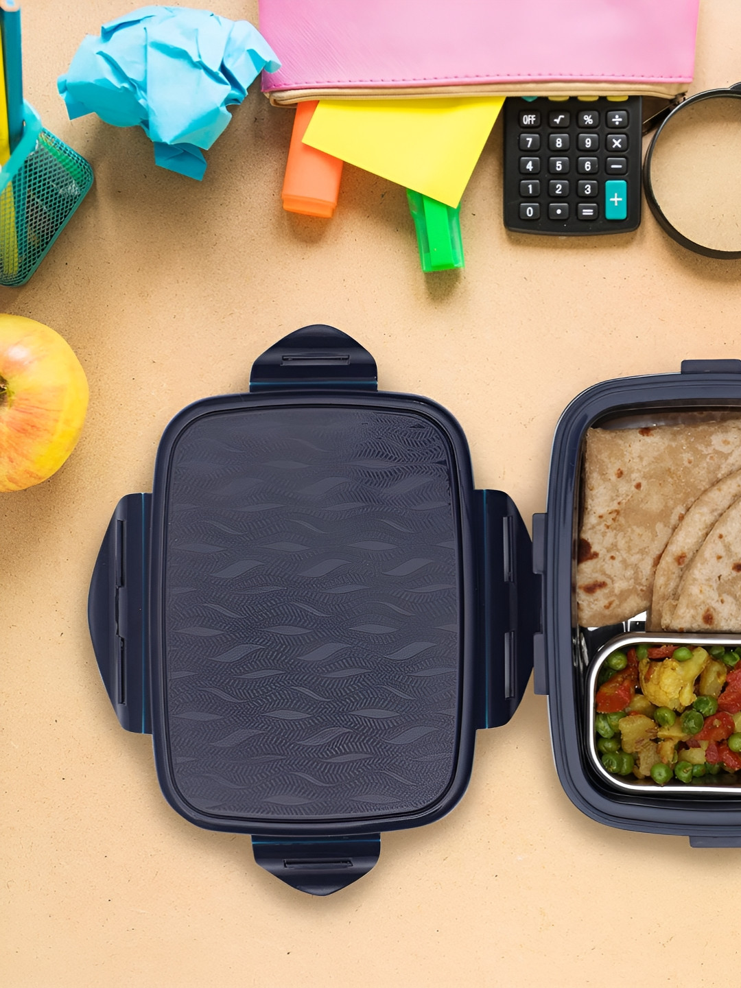 JAYPEE WAVE JR.PEACOCK PLUME Plastic Easy to Clean Lunch Box With Spoon and Fork