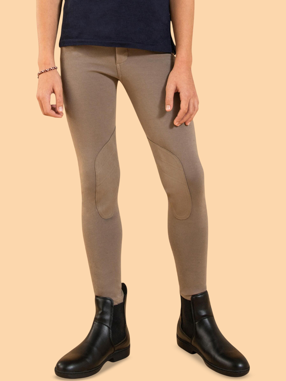 Decathlon Fouganza Kids Solid Slim Fit Cotton Horse Riding Trousers