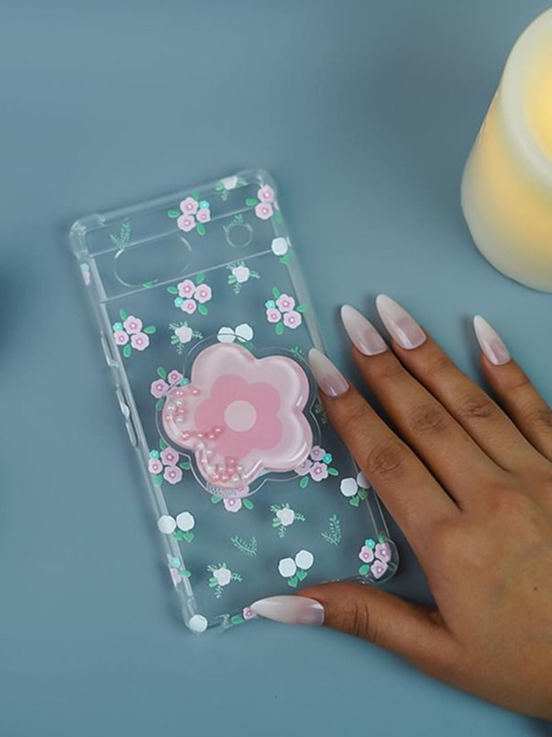 PEEPERLY Floral Printed Google Pixel 7a Cute Korean Floral Gripper Back Case