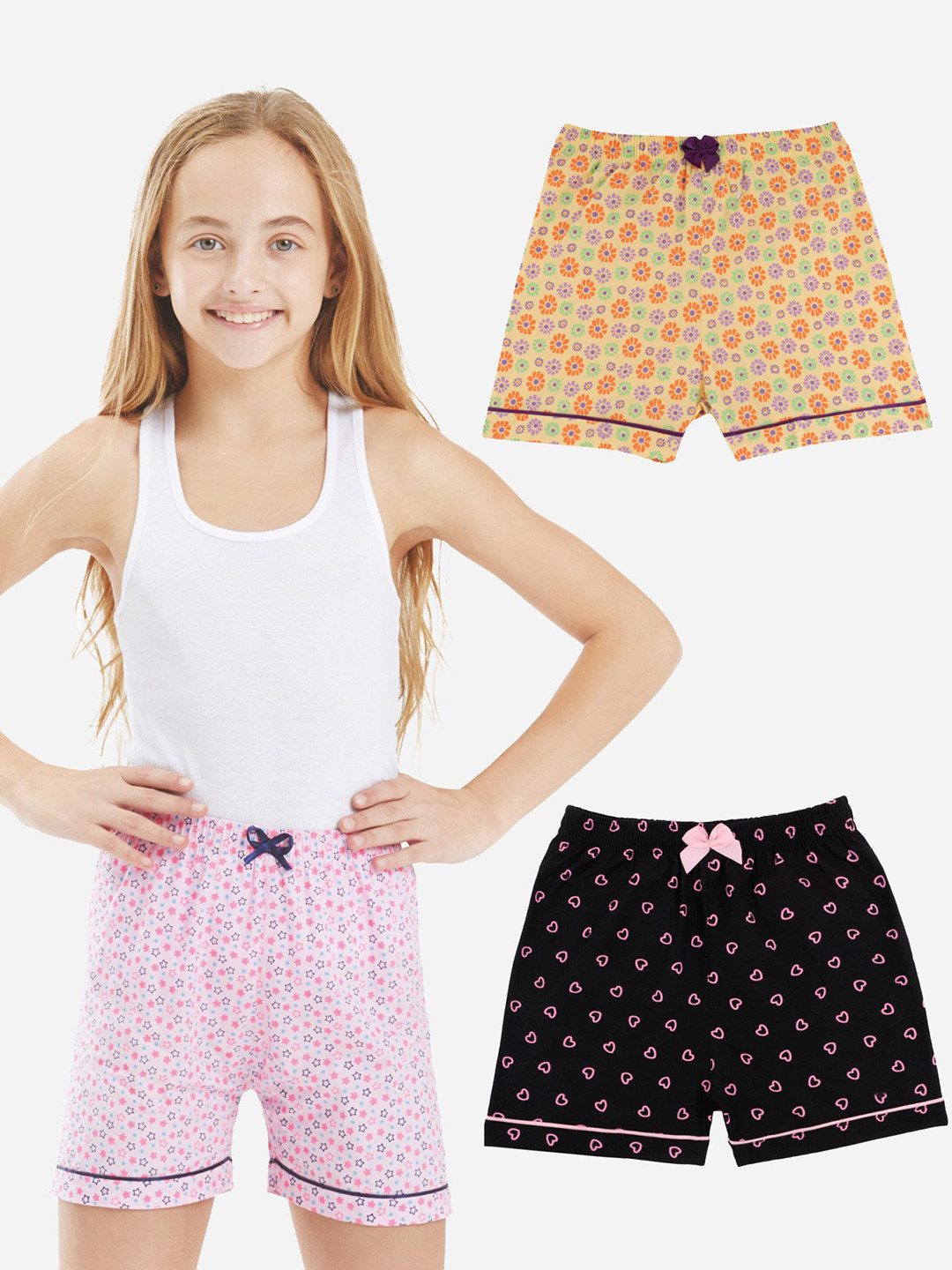 Bodycare Kids Girls Black & Lemon Pack of 2 Shorts Suitable for All Day Wear