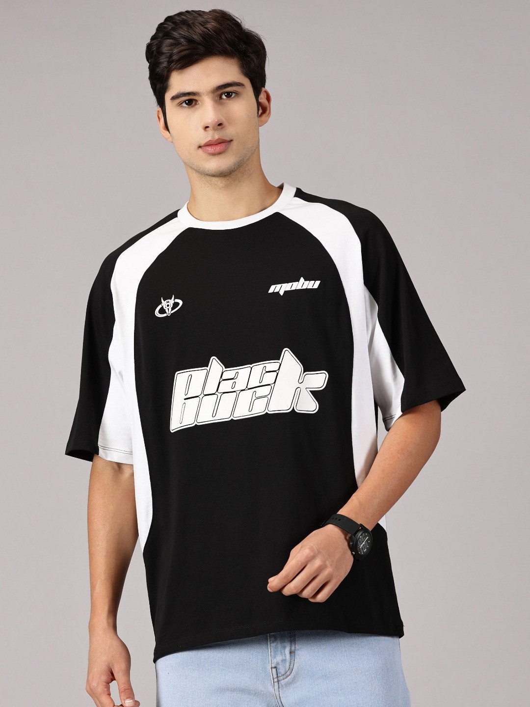 BLACK BUCK Men Printed Oversized T-shirt