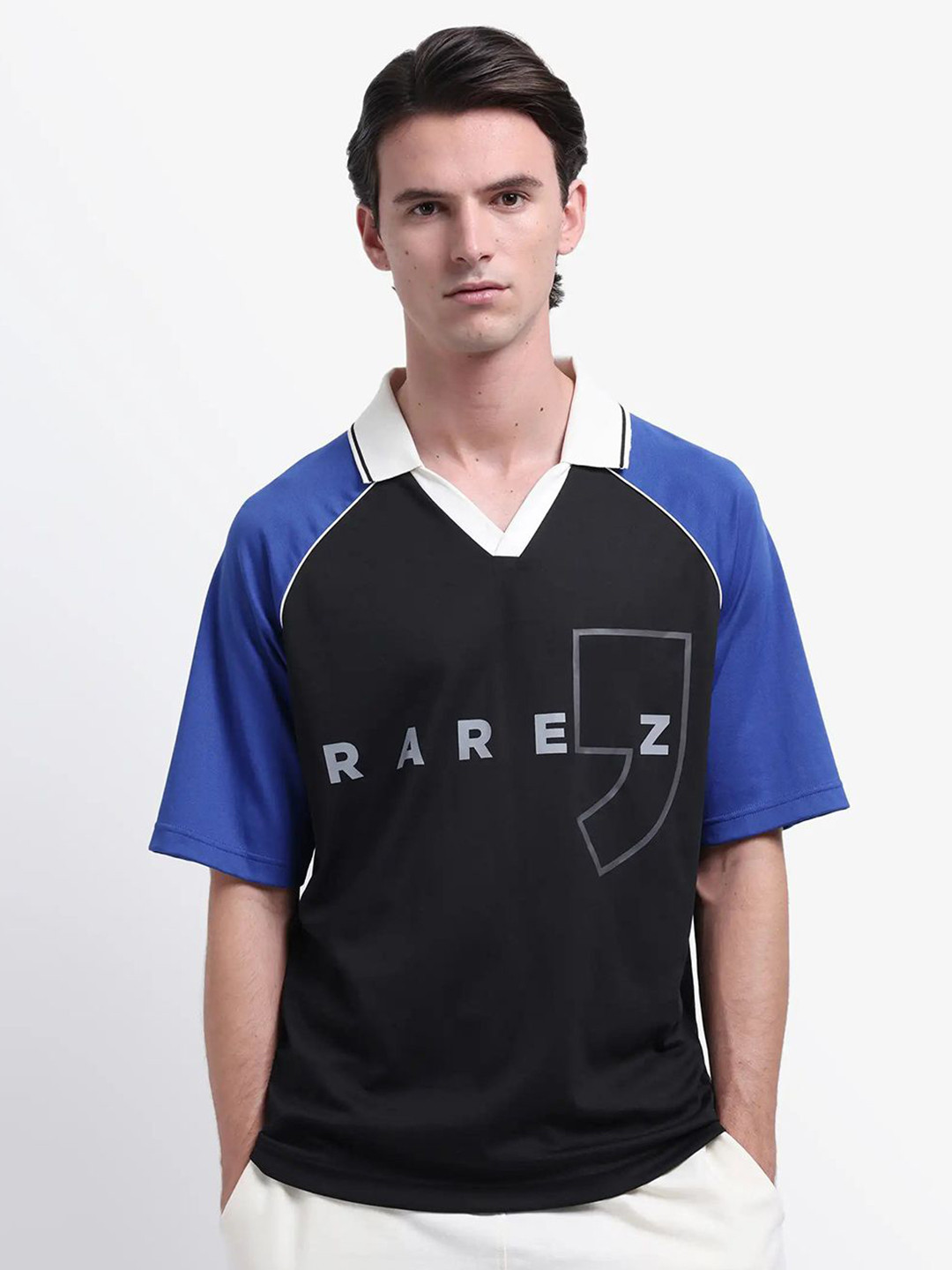 RARE RABBIT Skot Men Typography Printed Raglan Sleeves Oversized T-shirt