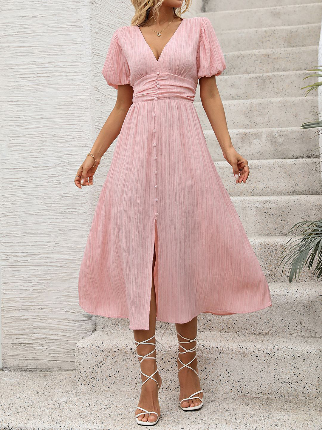 JC Mode Women Self Design Slits Empire Dress