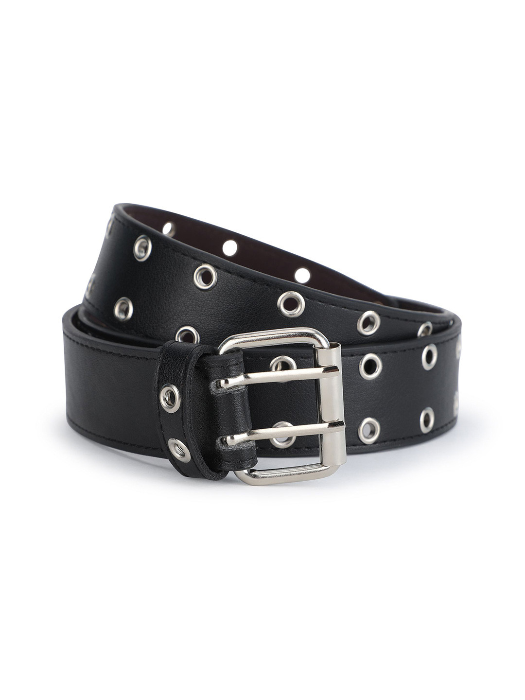 MICHAEL KOVLIN Women Double Grommet Faux Leather Double Prong Buckle Belt