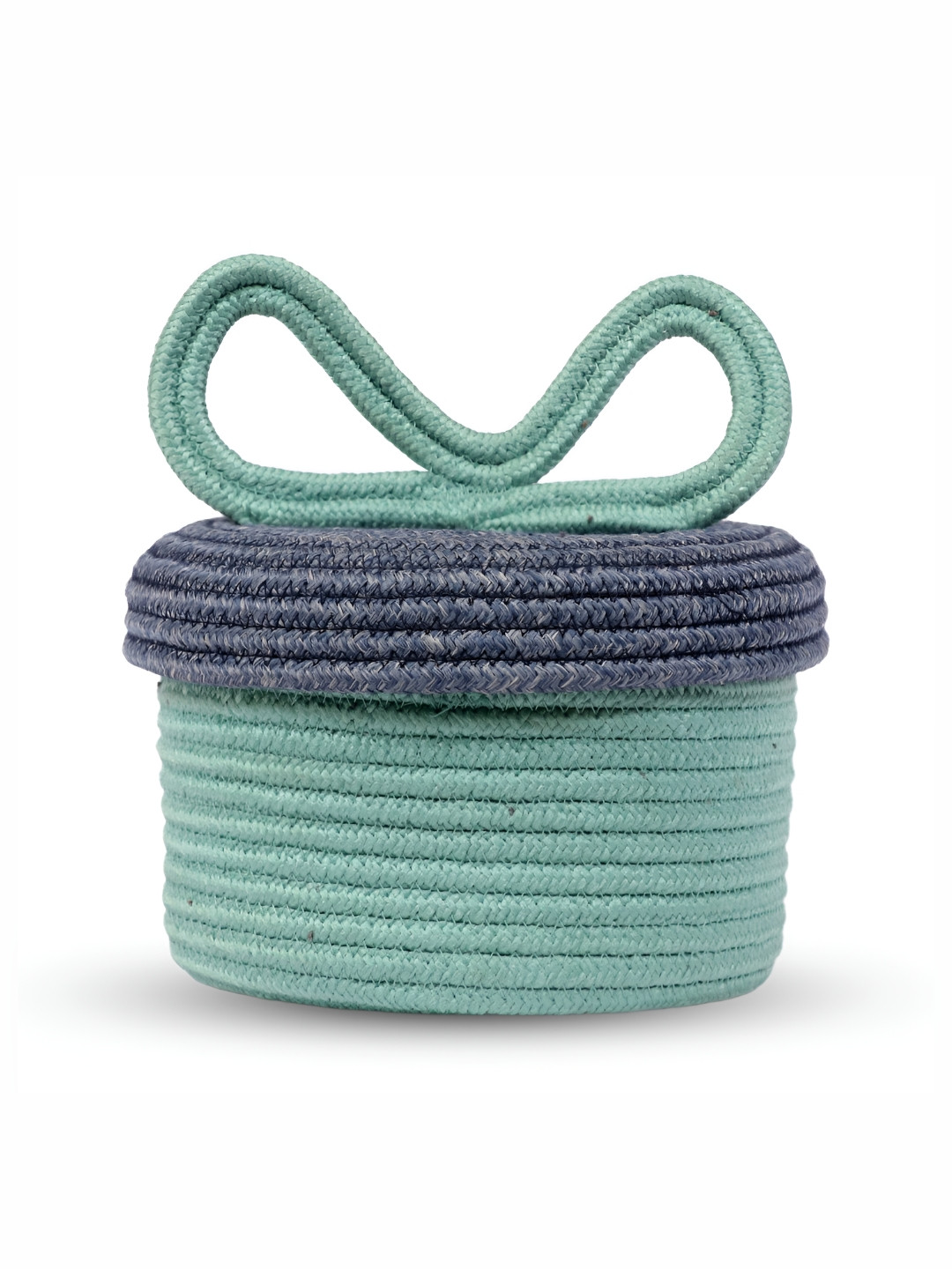 Ariya Kids Storage Basket Sky Blue & Grey Cotton Blend Multipurpose Toy Organizer