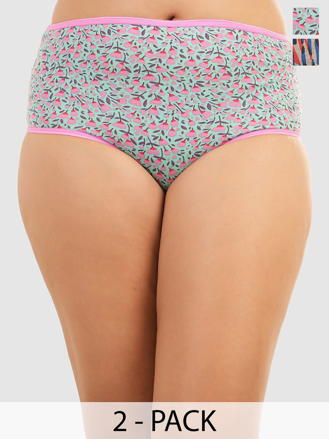 DressBerry Pack Of 2 Printed High-Rise Hipster Briefs MVP-1025-COMBO