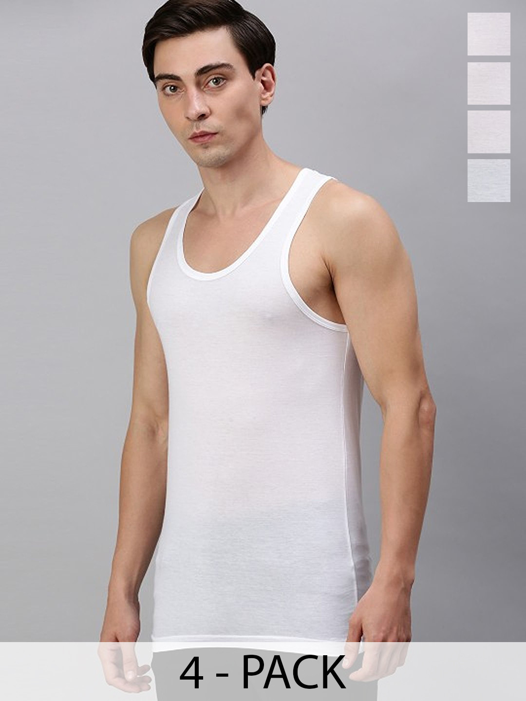 CAVENDERS Pack Of 4 Cotton Basic Innerwear Vests VAN : soft White Premium quality Dno-v21
