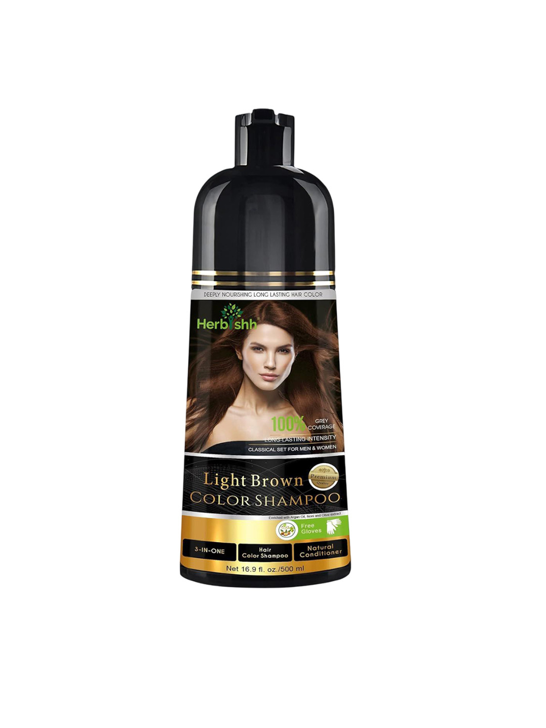 Herbishh Set Of 2 Hair Color Shampoo 500 ml Light Brown & Flower Hair Oil - 60 ml