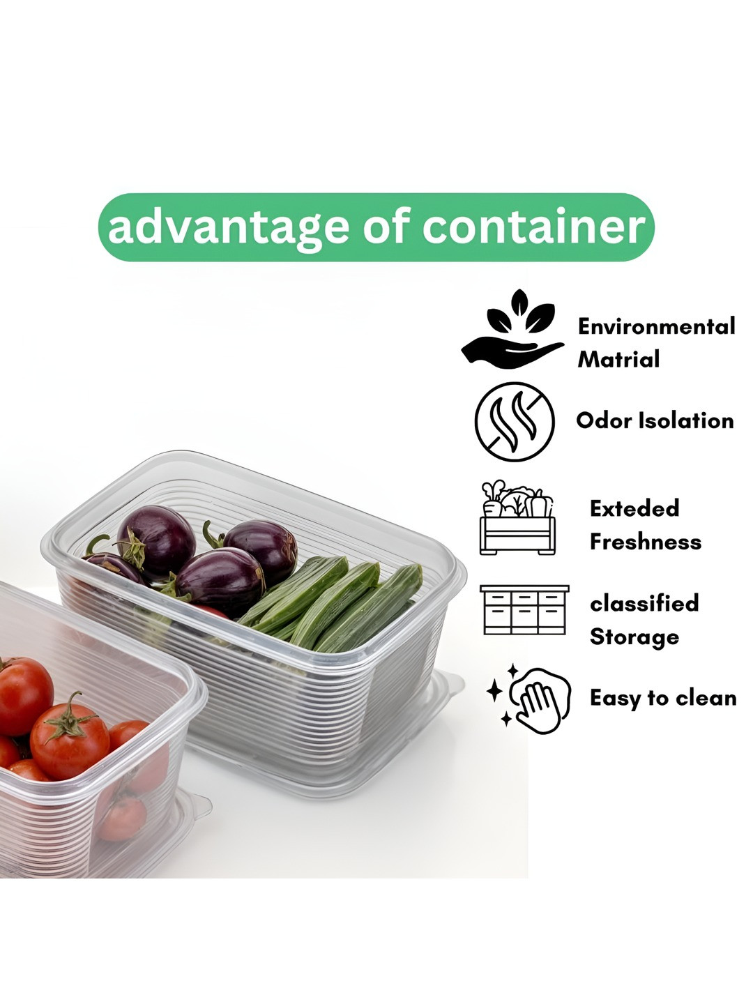 Tex-Ro Transparent Plastic Easy To Clean 6 Piece Flip Top Fridge Container-1.8L