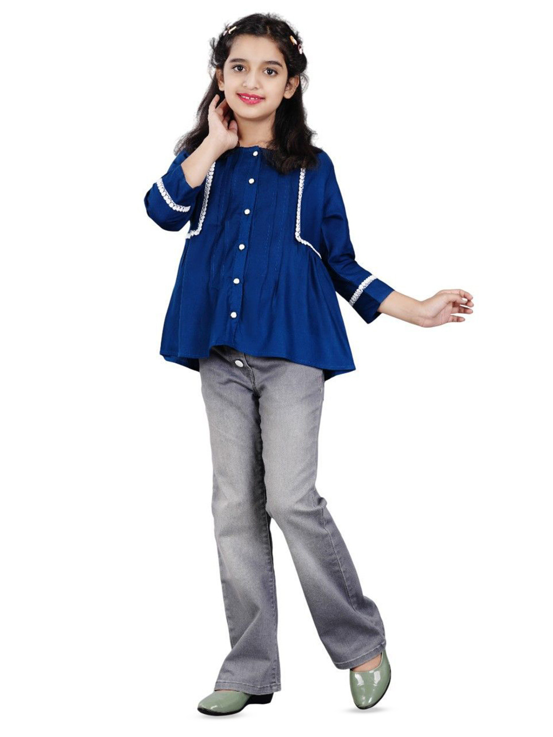 DMP FASHION Kids Girls Round Neck Cotton Top