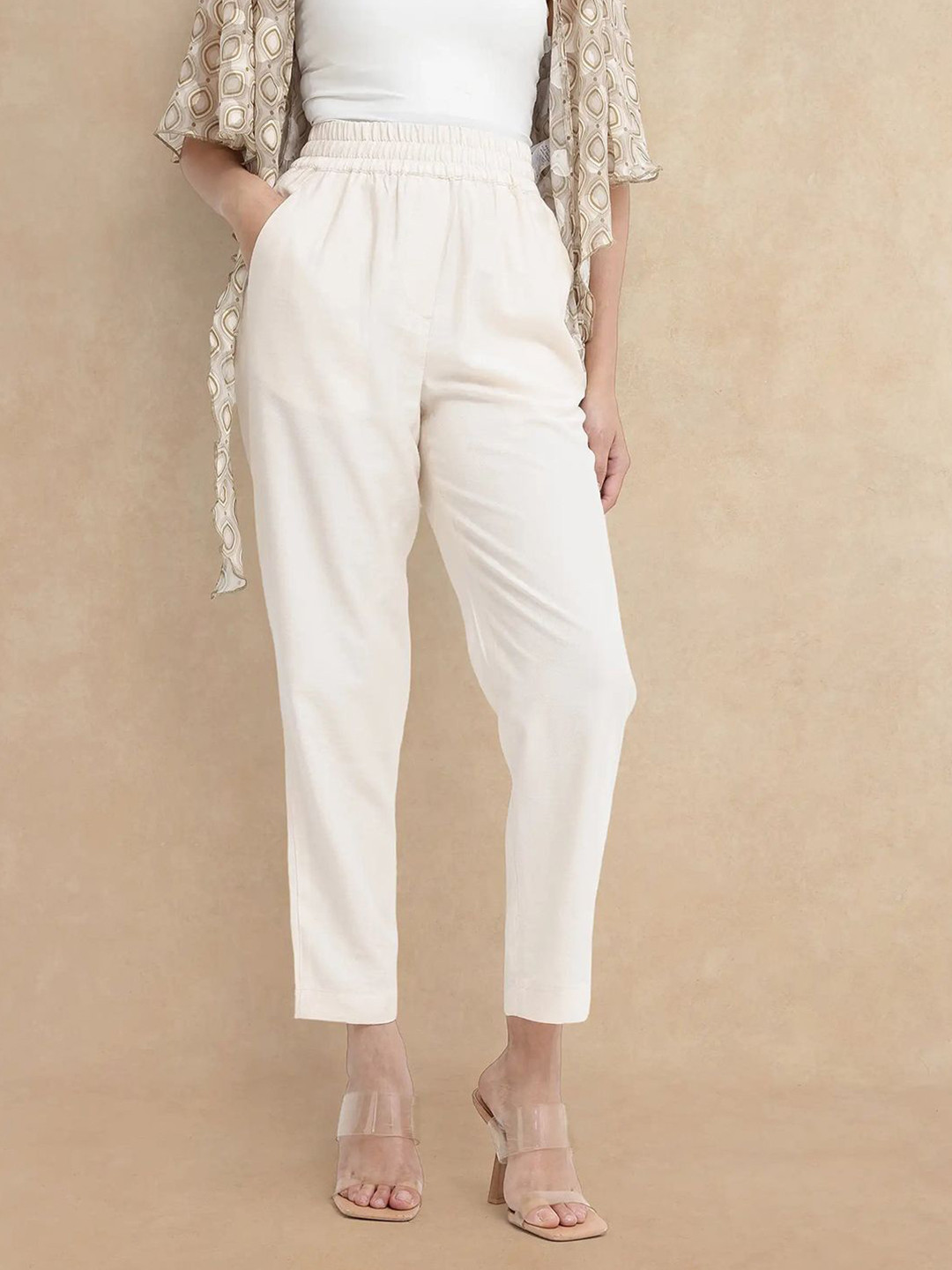 RAREISM Chant Women Tailored Slim Fit High-Rise Trousers