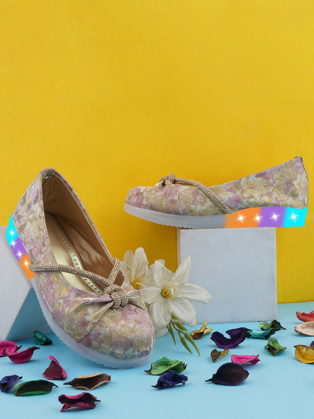 BAESD Girls Led Light With Special Tie Knot Mary Jane