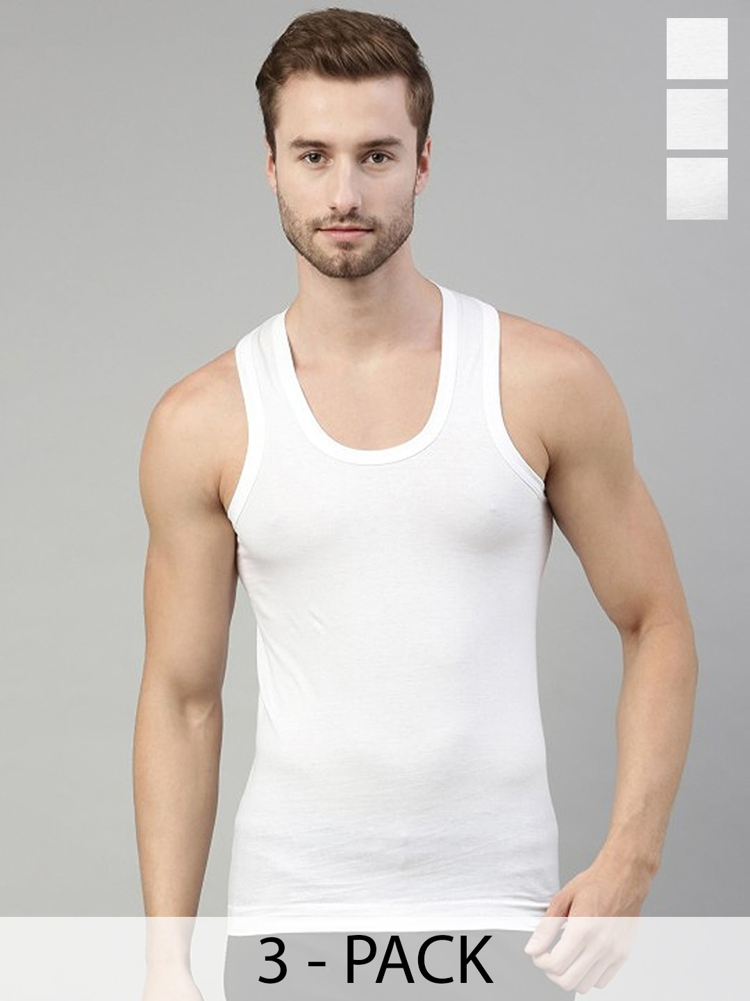 CAVENDERS Pack Of 3 Scoop Neck Pure Cotton Basic Vests - C76=-SWIFT---3---85