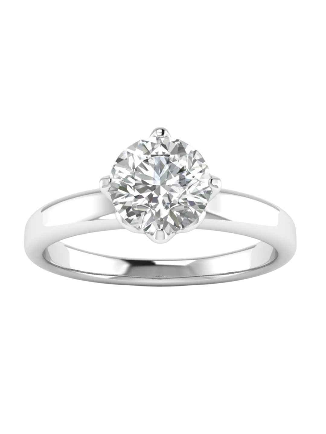 AJRETAIL Silver Studded 1 Carat Finger Ring Diamond