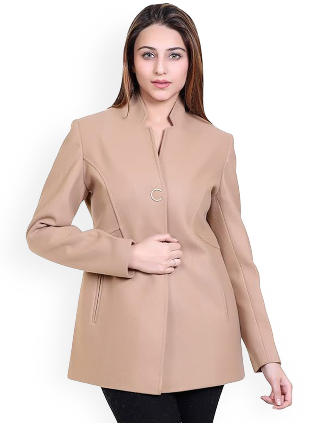 COMFY SPARROW Stand Collar Single-Breasted Long Coat