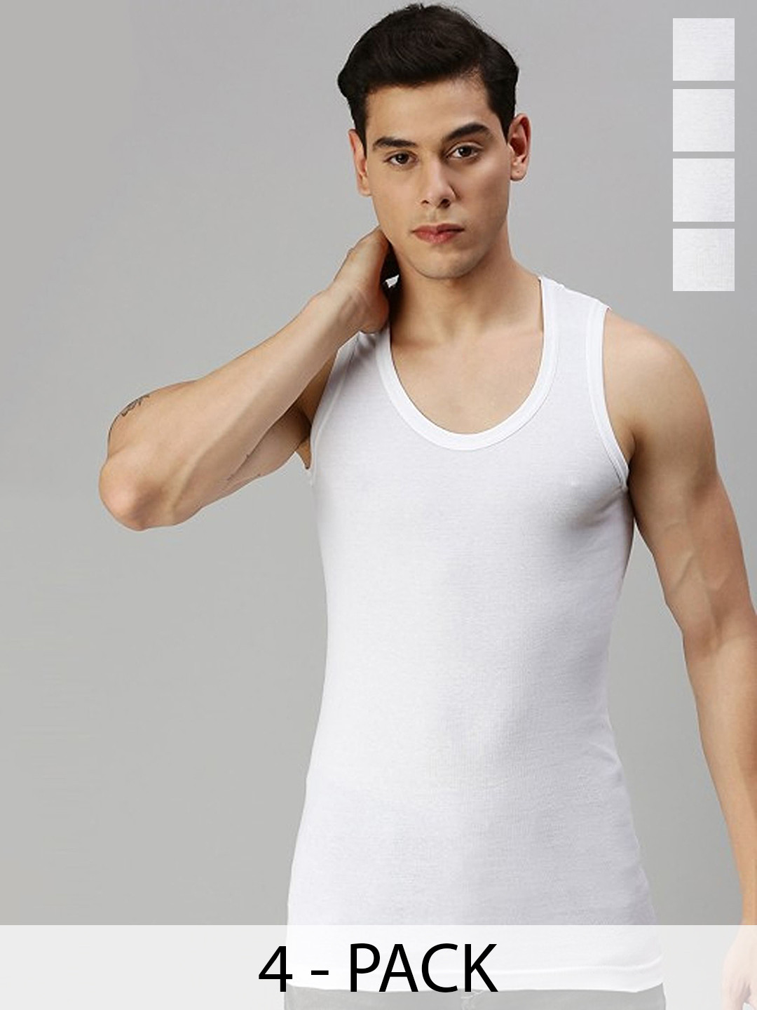 CAVENDERS Pack Of 4 Cotton Undershirt Vests soft White Premium quality Dno-v277st