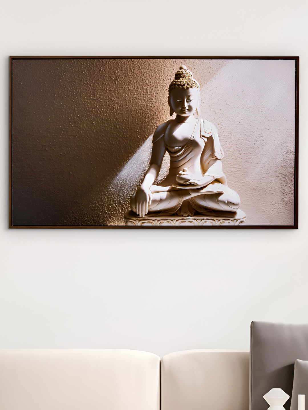 Home Centre Brown & White Hand Painted Budhha Wall Art