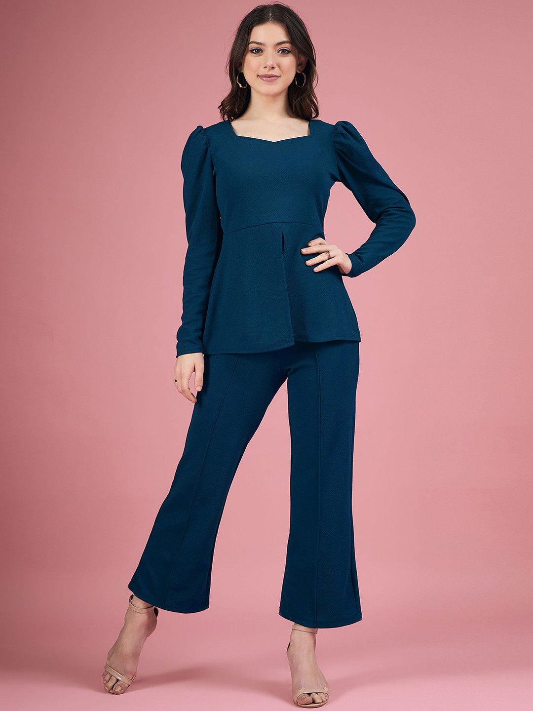DressBerry Sweet Heart Neck Top With Trousers Co-Ords
