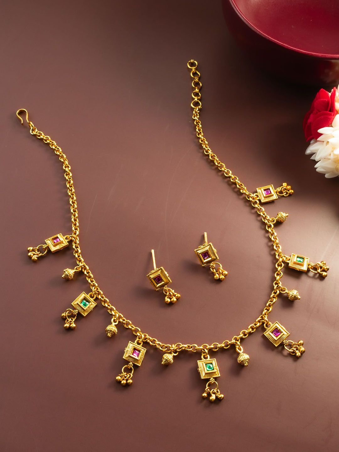 Aadita Gold-Plated Kundan Choker Set