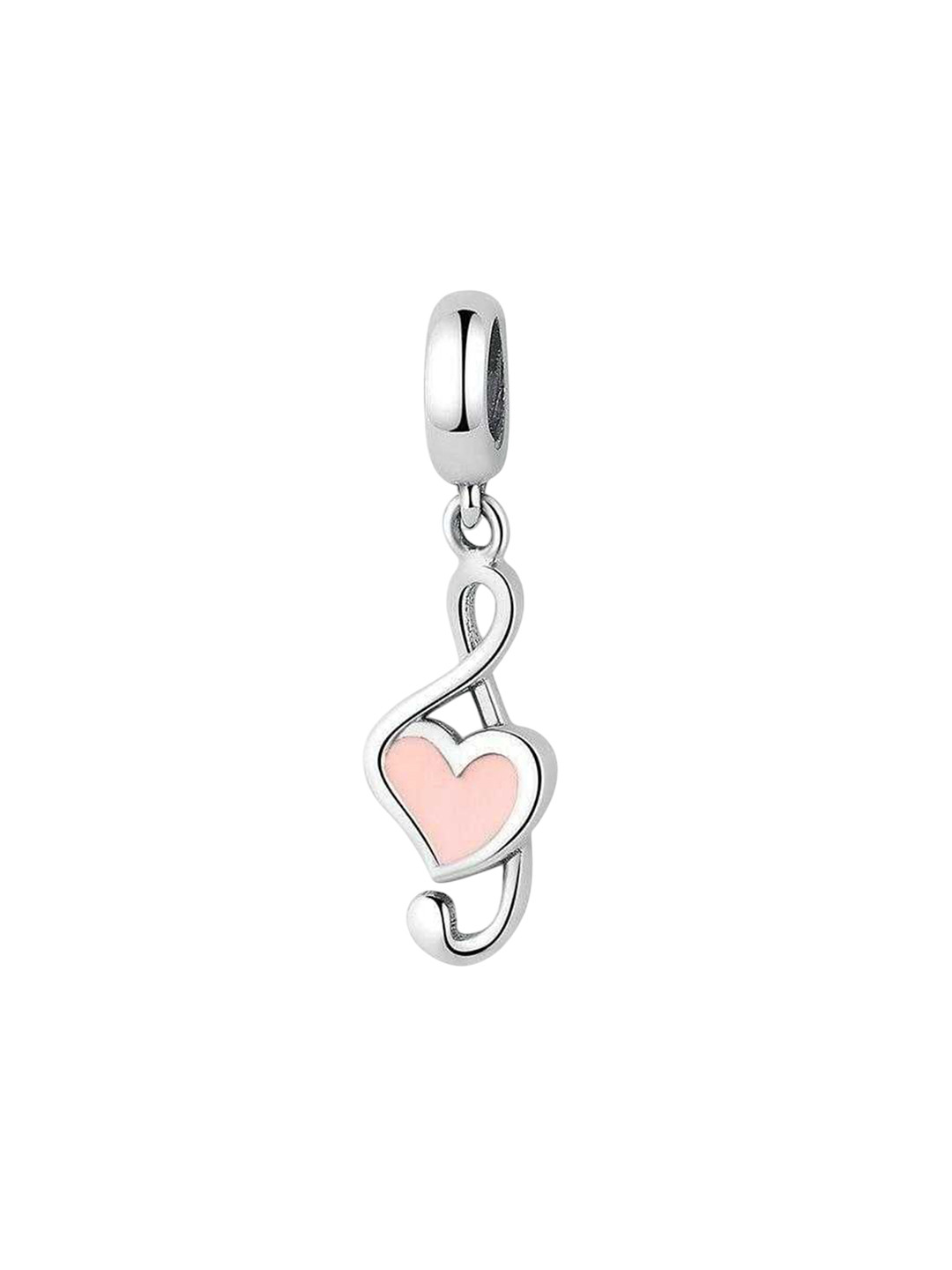 Bling Queen Silver-Plated Zircon Musical Note With Heart Bracelet Charm
