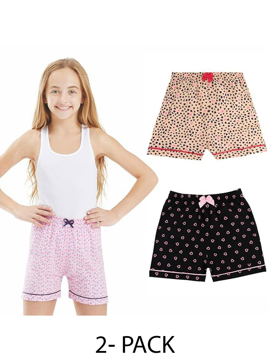 Bodycare Kids Girls Pack Of 2 Animal Printed Shorts