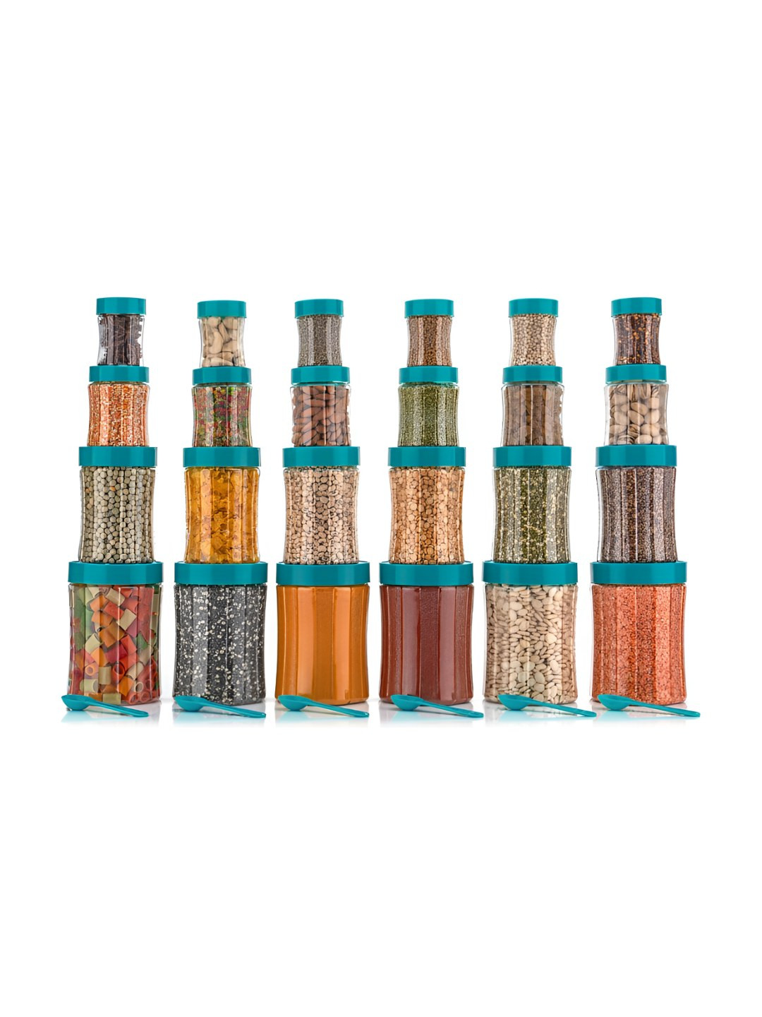 Aura Sea Green Plastic Air Tight 24 Piece Clip-On Fridge Container