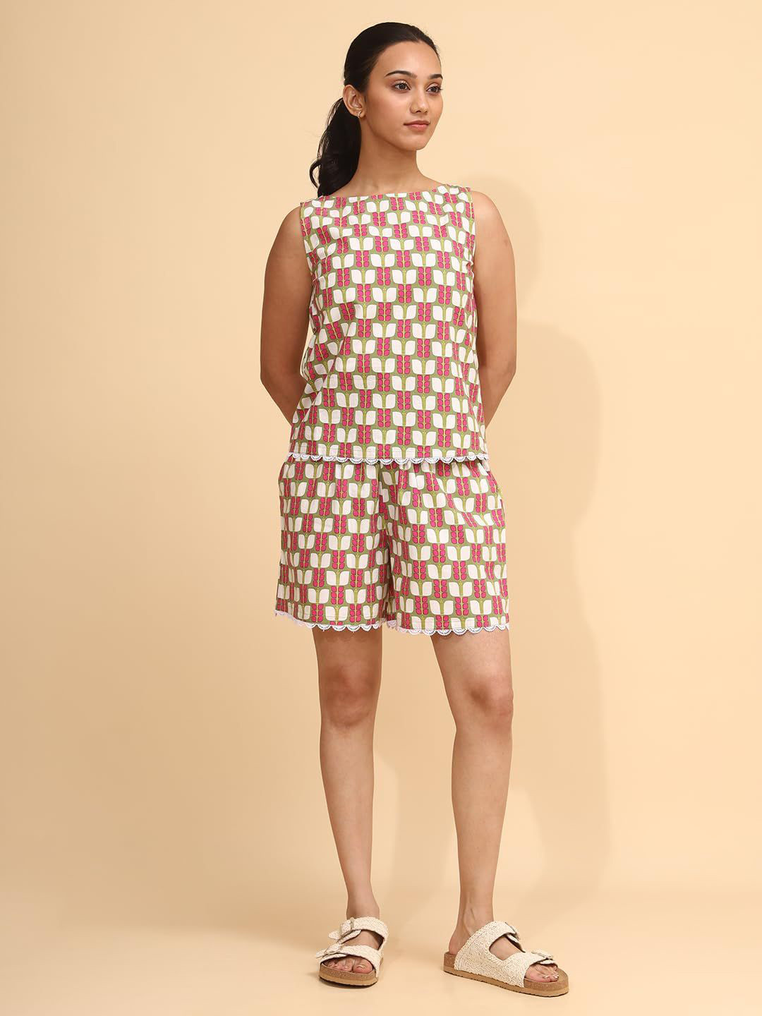 YELLOW BLOOM Striped Nightdress