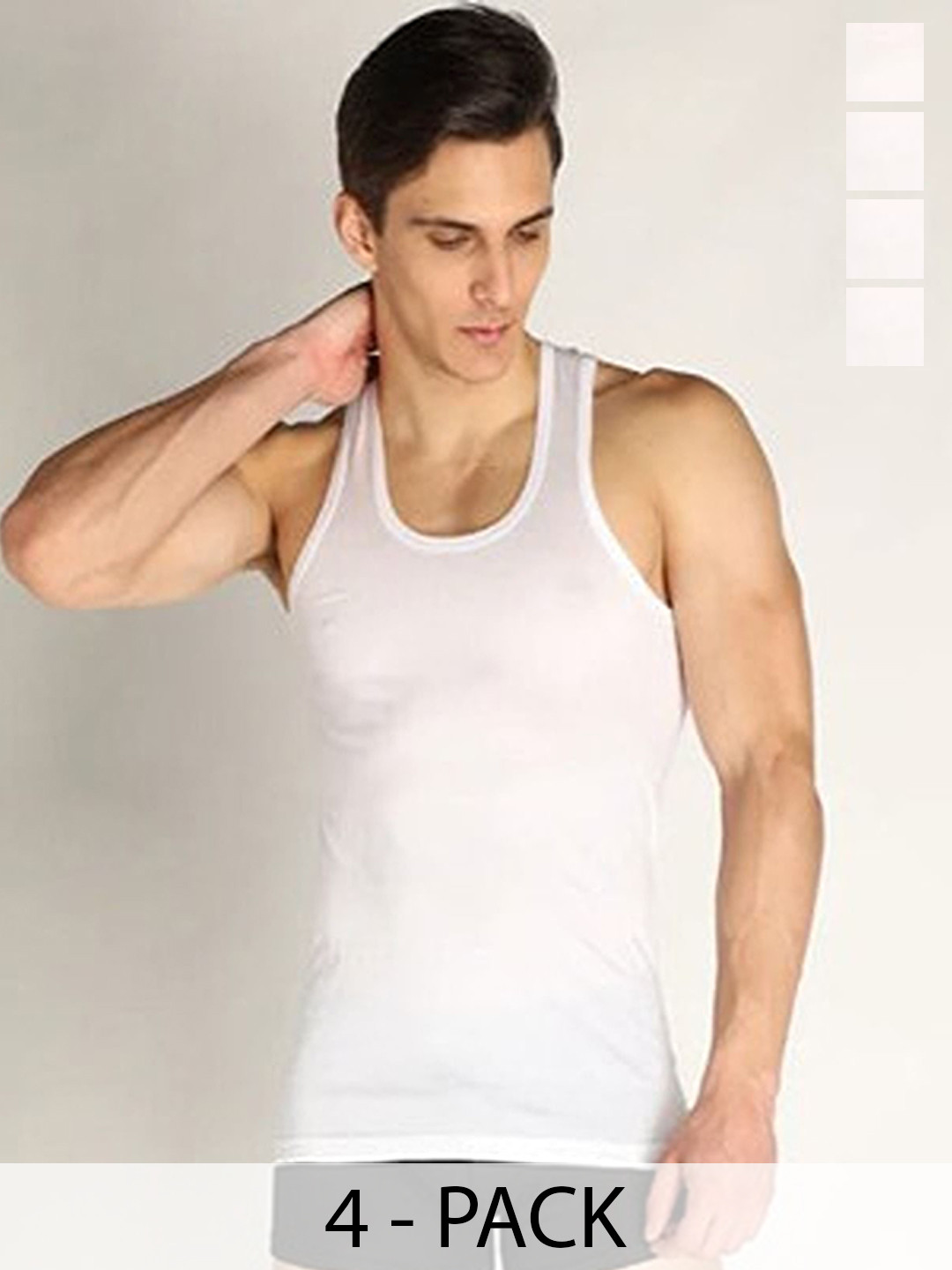 CAVENDERS Pack Of 4 Cotton Basic Vests soft White Premium quality Dno-v103st