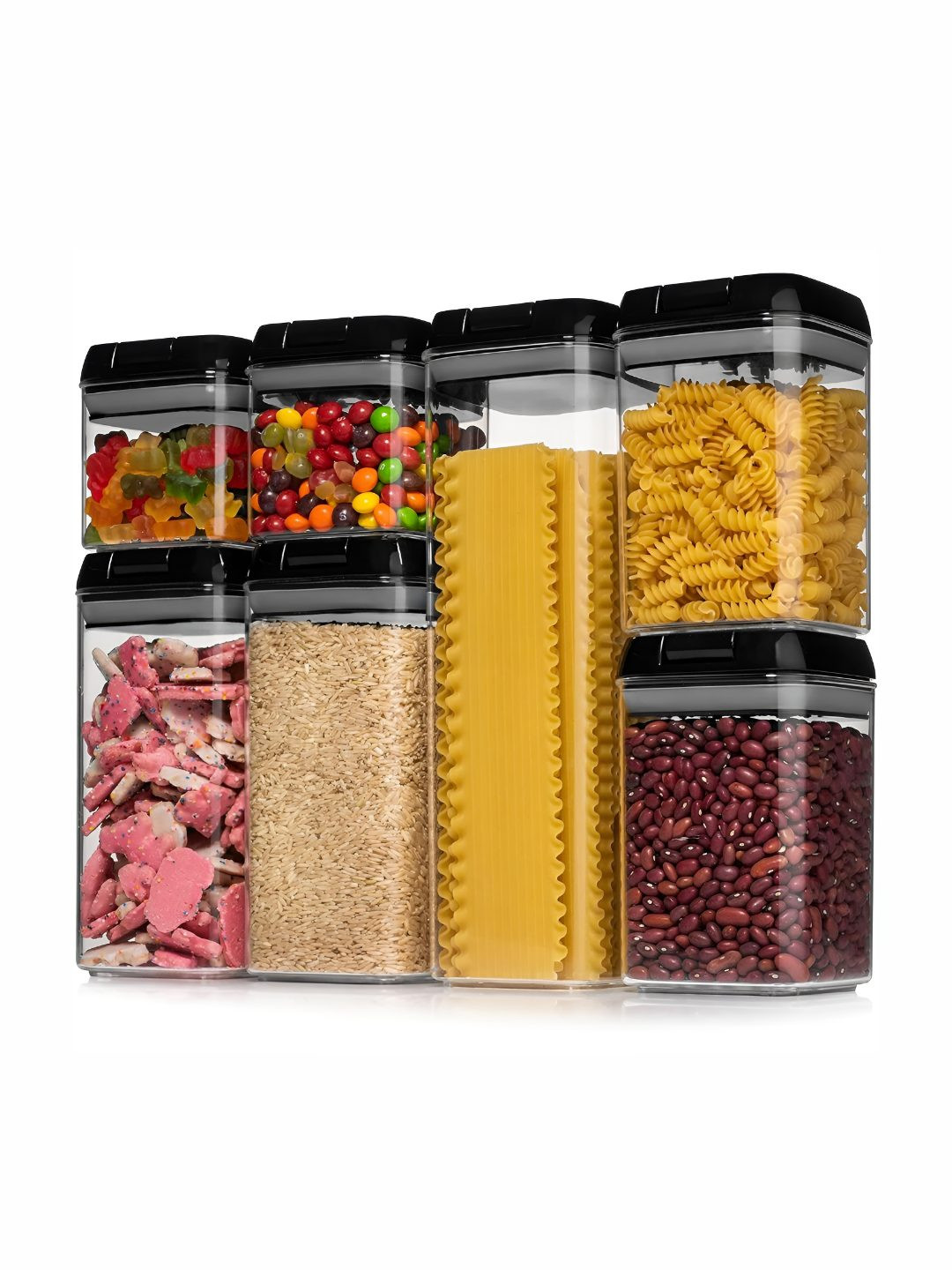 Tex-Ro Transparent Plastic Air Tight 6 Piece Clip-On Box Container Set-1.1L