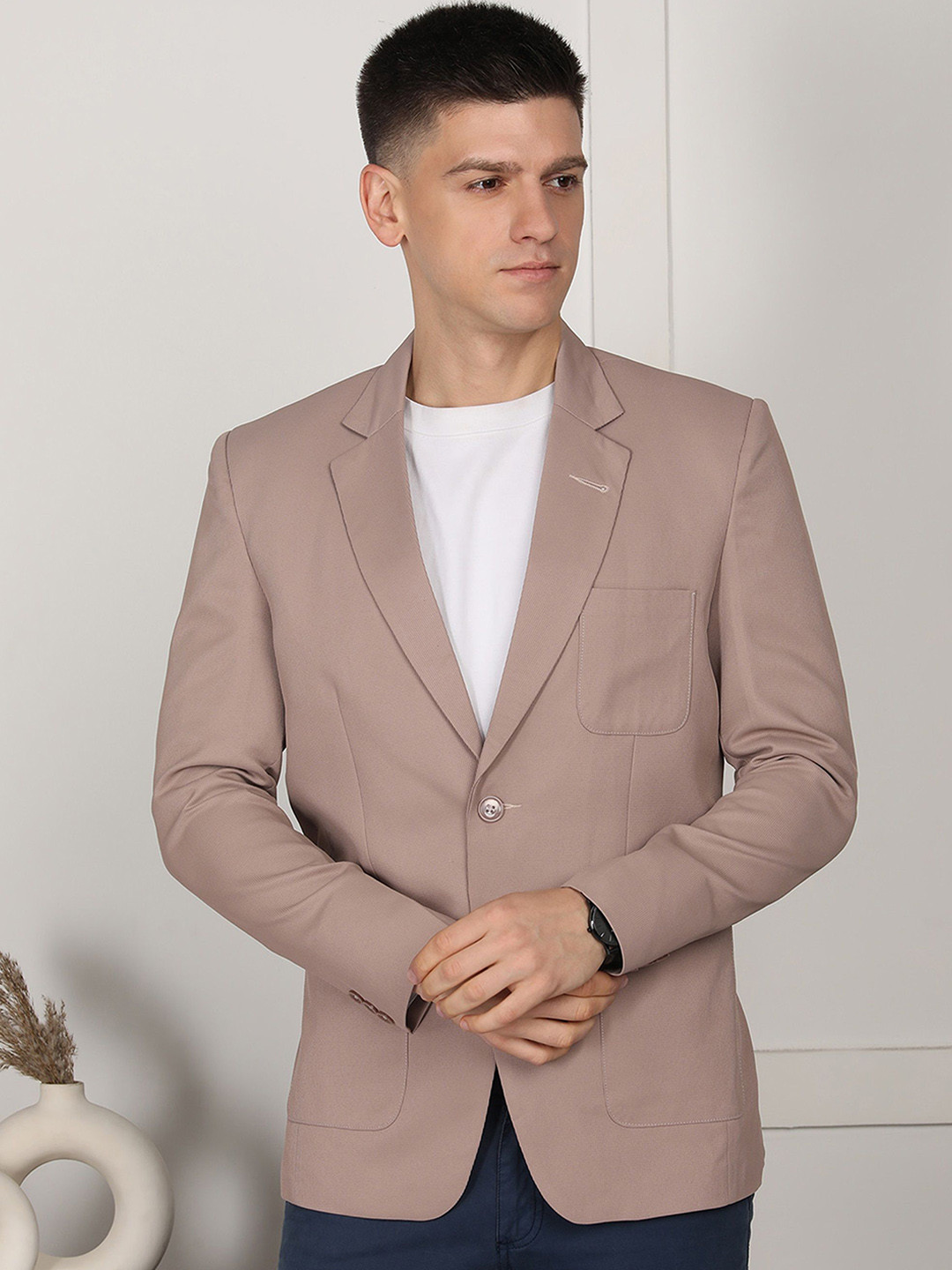 FUBAR Slim-Fit Single Breasted Notched Collar Blazer