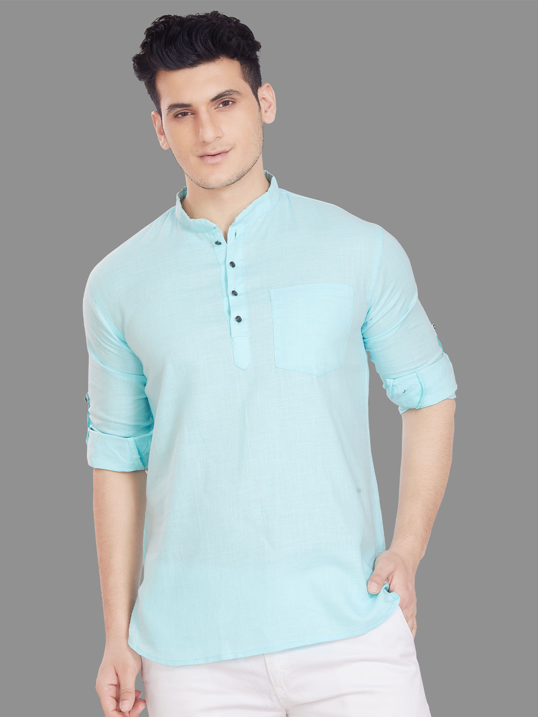 PulseIQ Mandarin Collar Straight Kurta