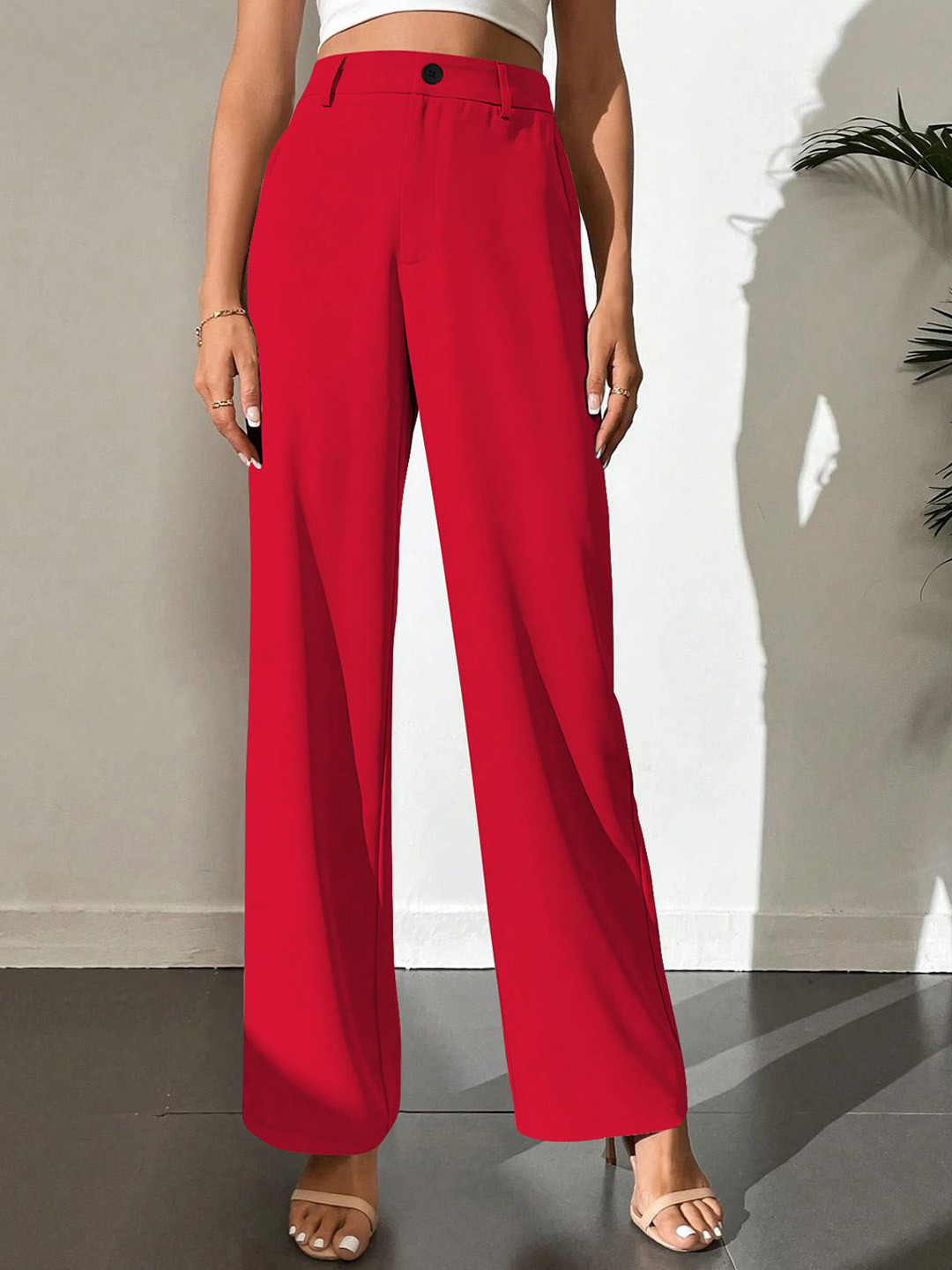 BAESD Women Relaxed Straight Leg Wrinkle Free Formal Trousers