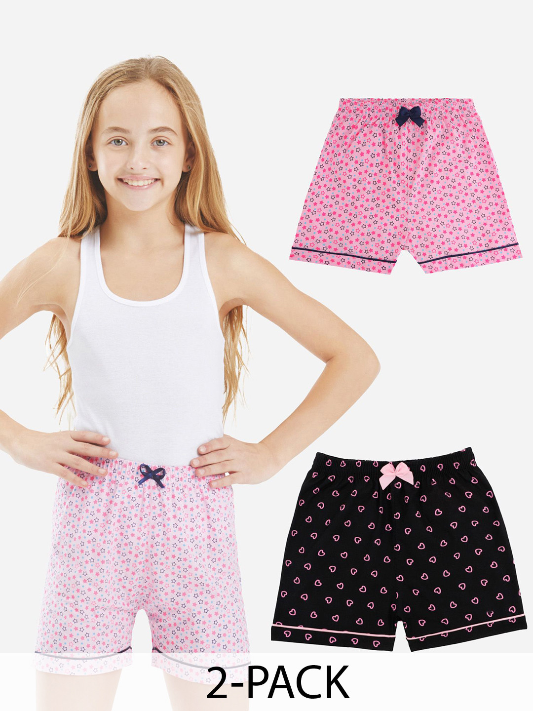 Bodycare Kids Girls Shorts with Premium Cotton Pack of 2 Suitable for All Day Wear