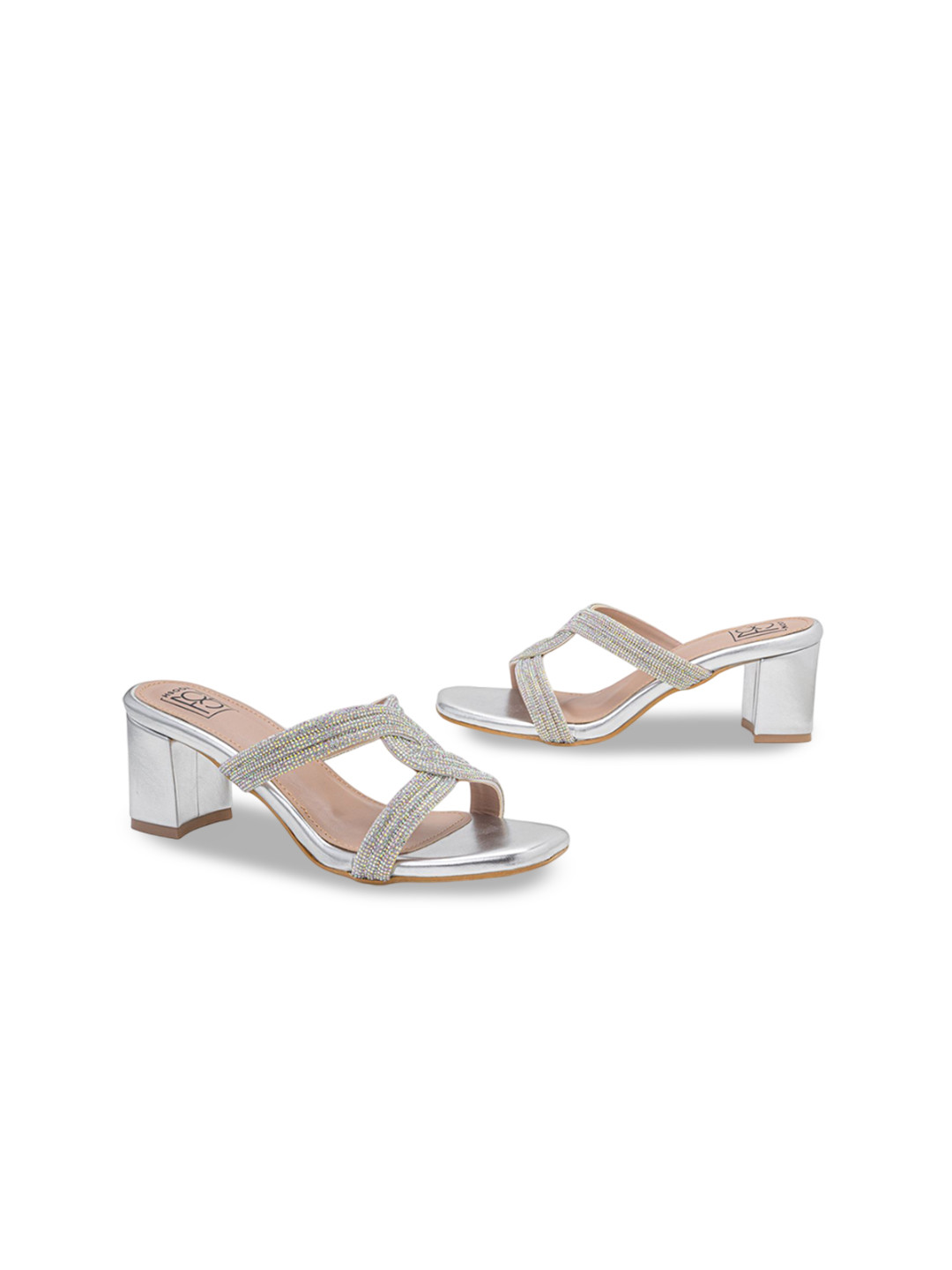 Noosh Women Embellished PU Party Regular Block Crystal Block Heels