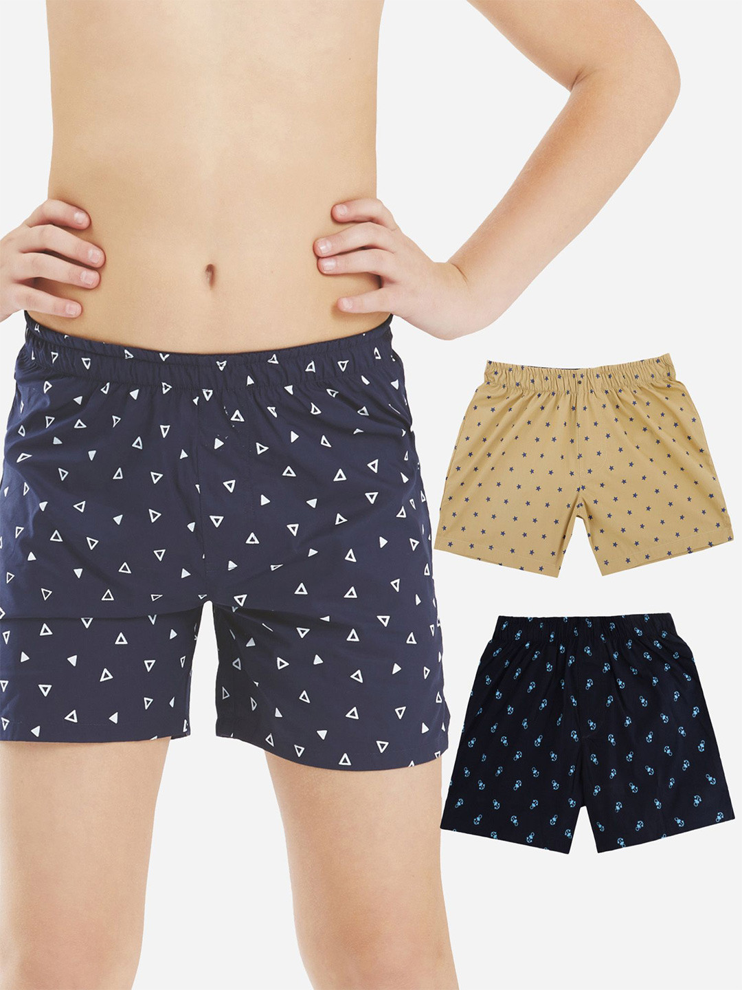 Bodycare Kids Boys Shorts with Premium Cotton Khaki & Navy Shorts Pack of 2