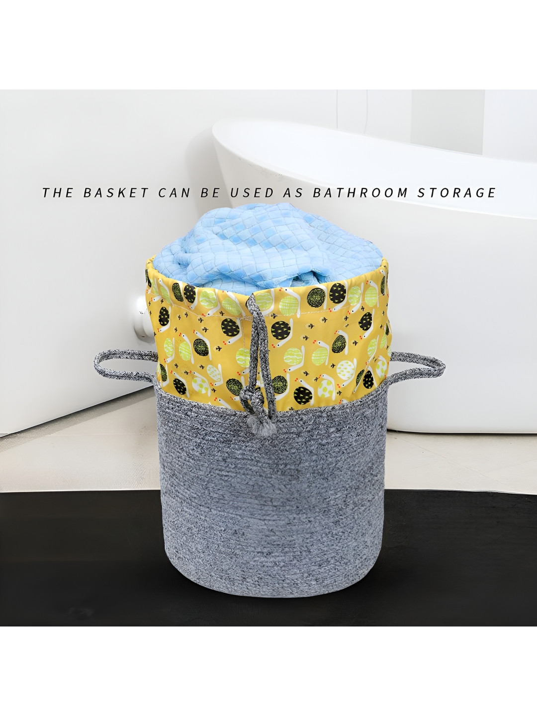 Ariya Laundary Storage Basket Dark Grey Cotton Blend Multipurpose Organizer