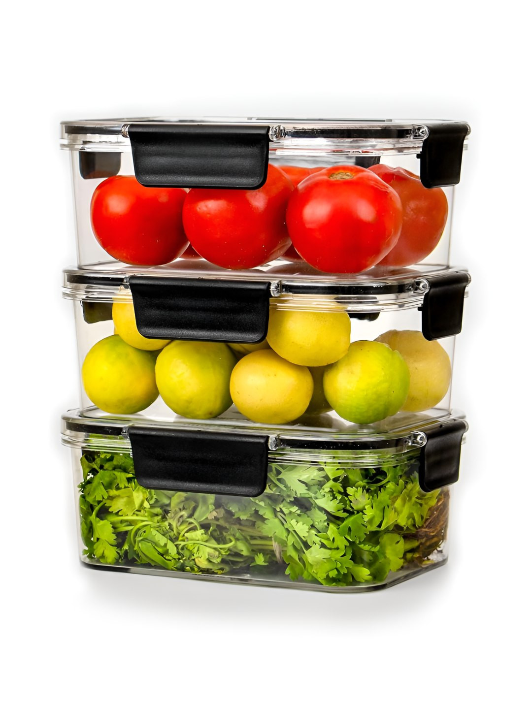 Tex-Ro Transparent Plastic Air Tight 3 Piece Latch Canister-1.2L