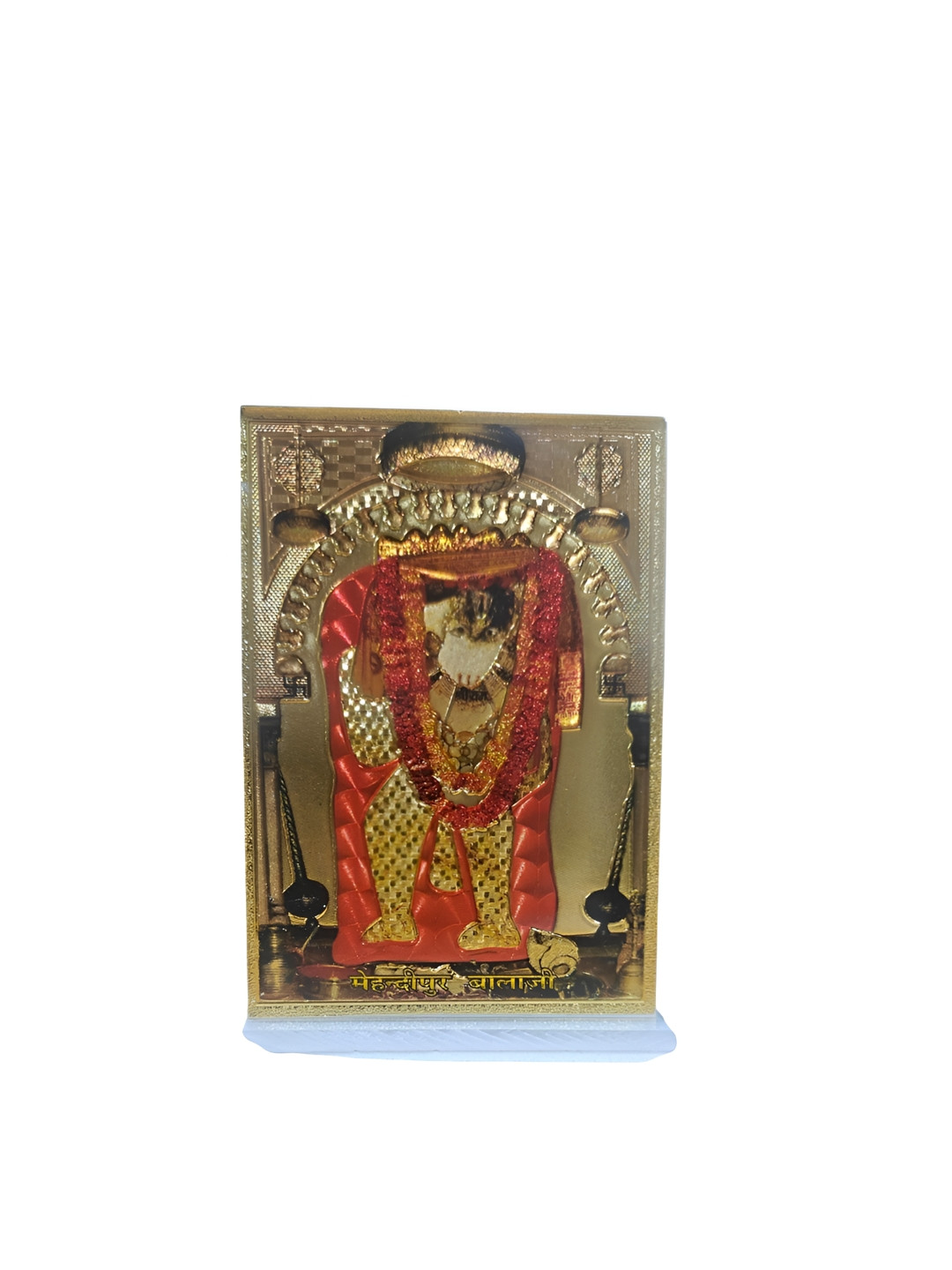 Adhvik Mehndipur Balaji Photo Gold Acrylic Natural Prayer Room Tiny Showpiece - 3.5 Inches