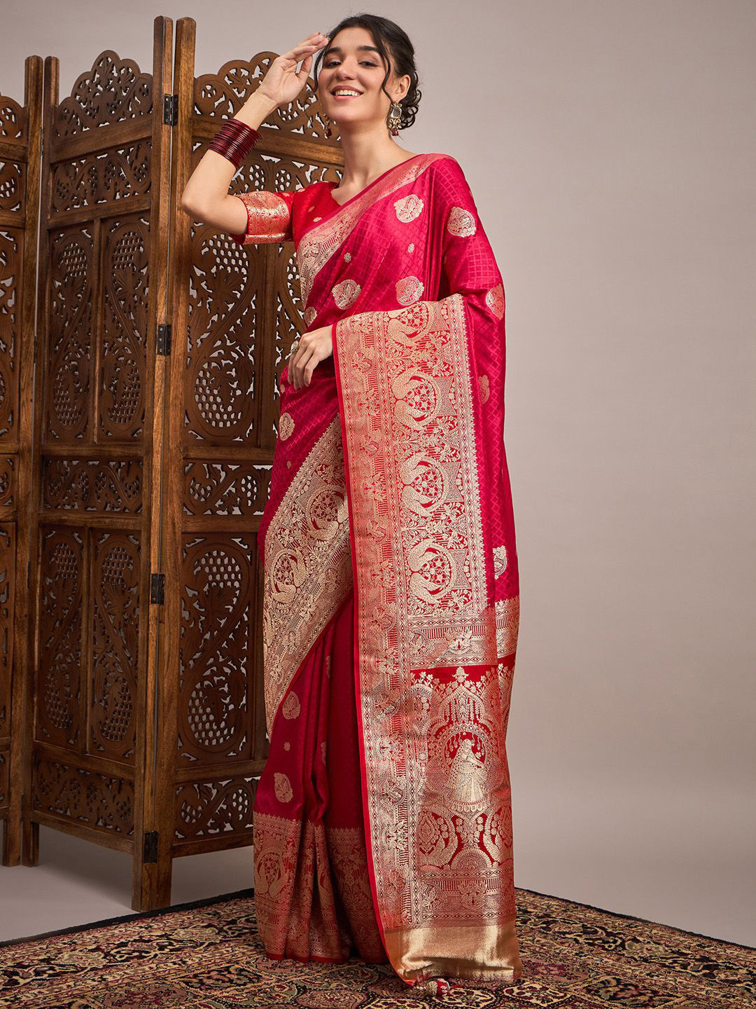 all about you Woven Design Zari Satin Banarasi Saree