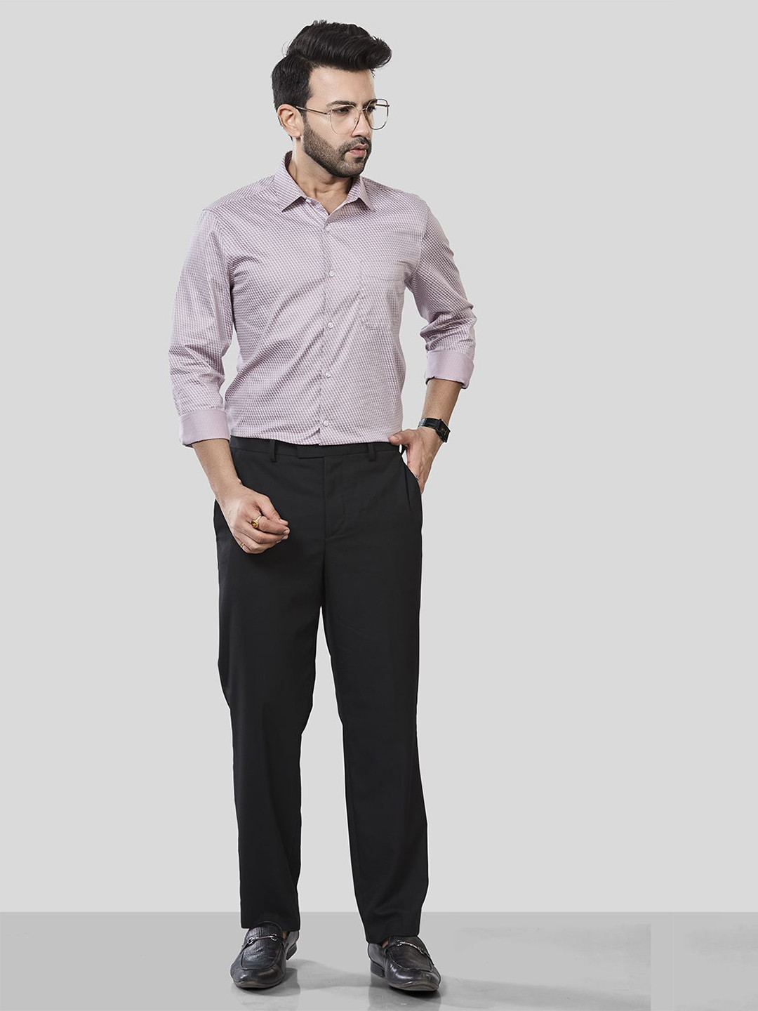 JONESBURG Men Classic Slim Fit Stripes Printed Casual Shirt