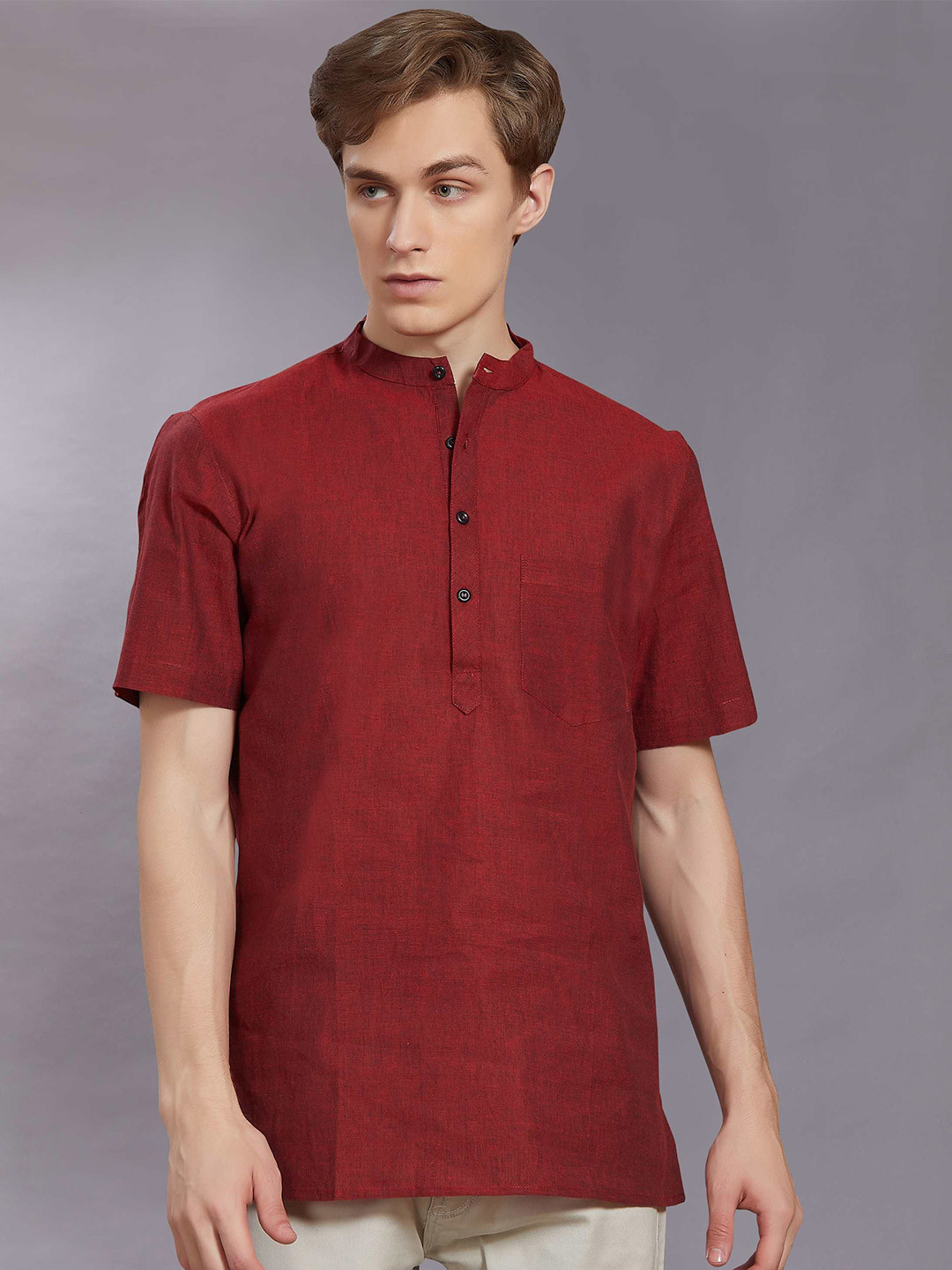 PulseIQ Men Thread Work Pathani Kurta