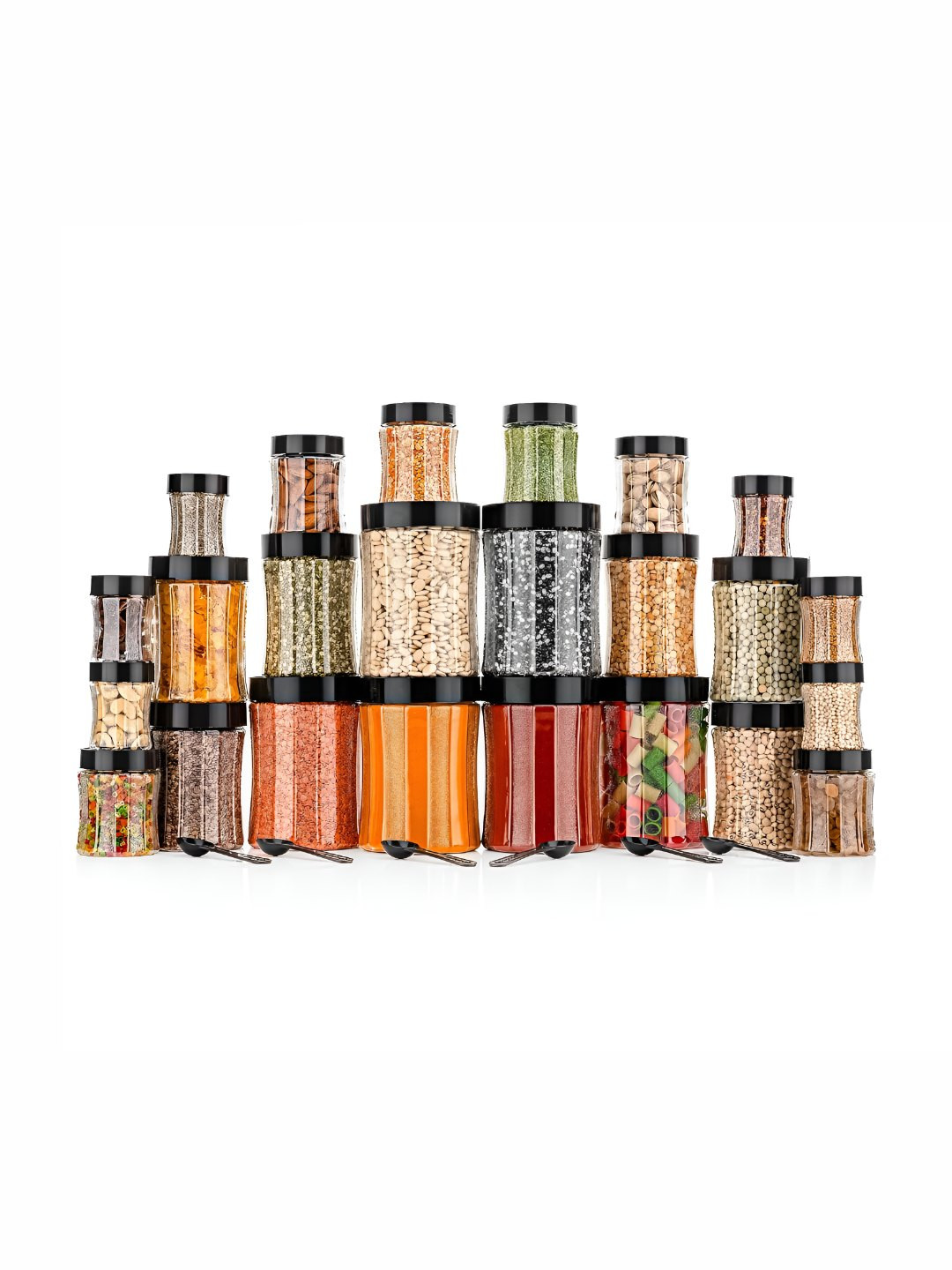 Tex-Ro Transparent Plastic Air Tight 24 Piece Screw Top Canister