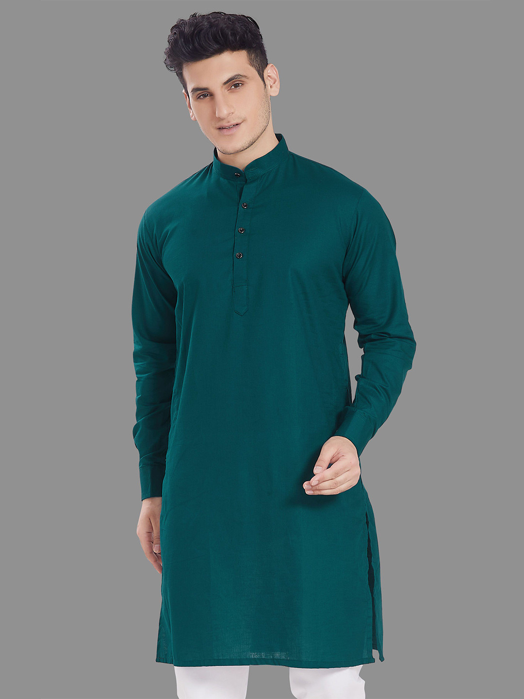 PulseIQ Men Pure Cotton Slim Fit Kurta