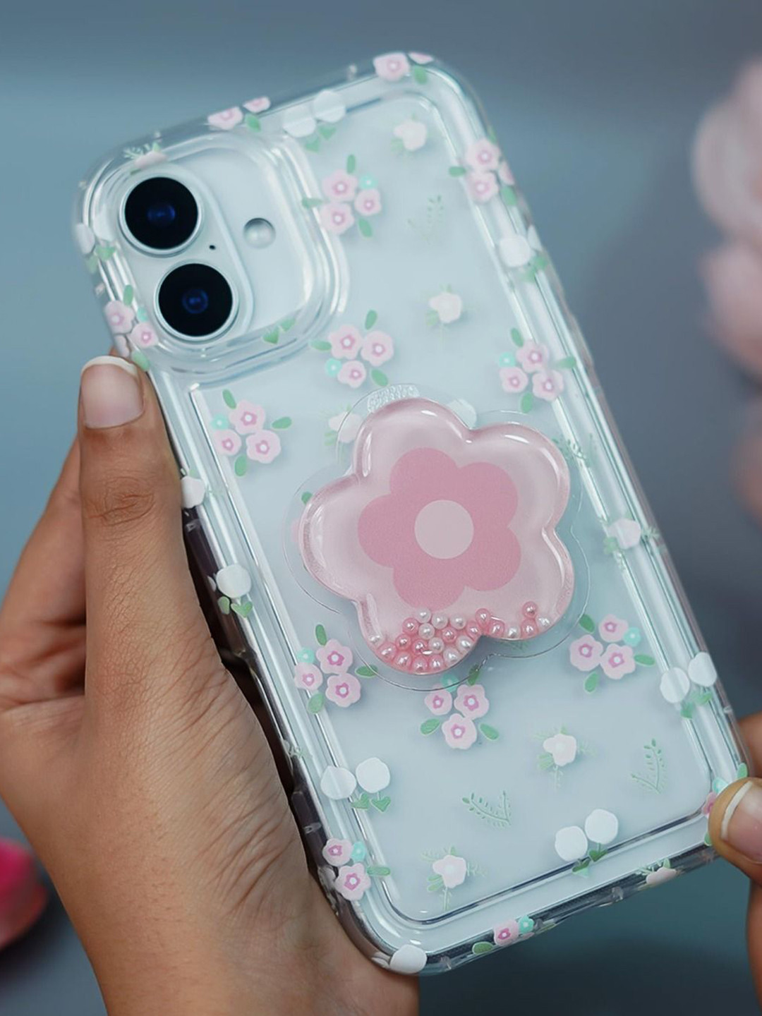 PEEPERLY Floral Printed iPhone 15 Cute Korean Floral Gripper Back Case