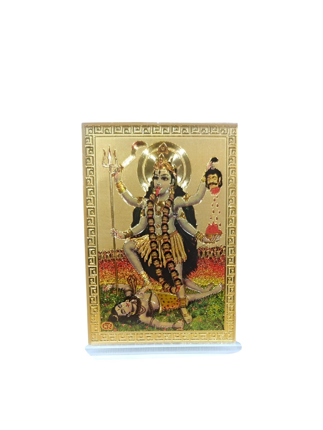Adhvik Goddess Maa Kali Gold Acrylic Natural Prayer Room Tiny Showpiece - 3.5 Inches